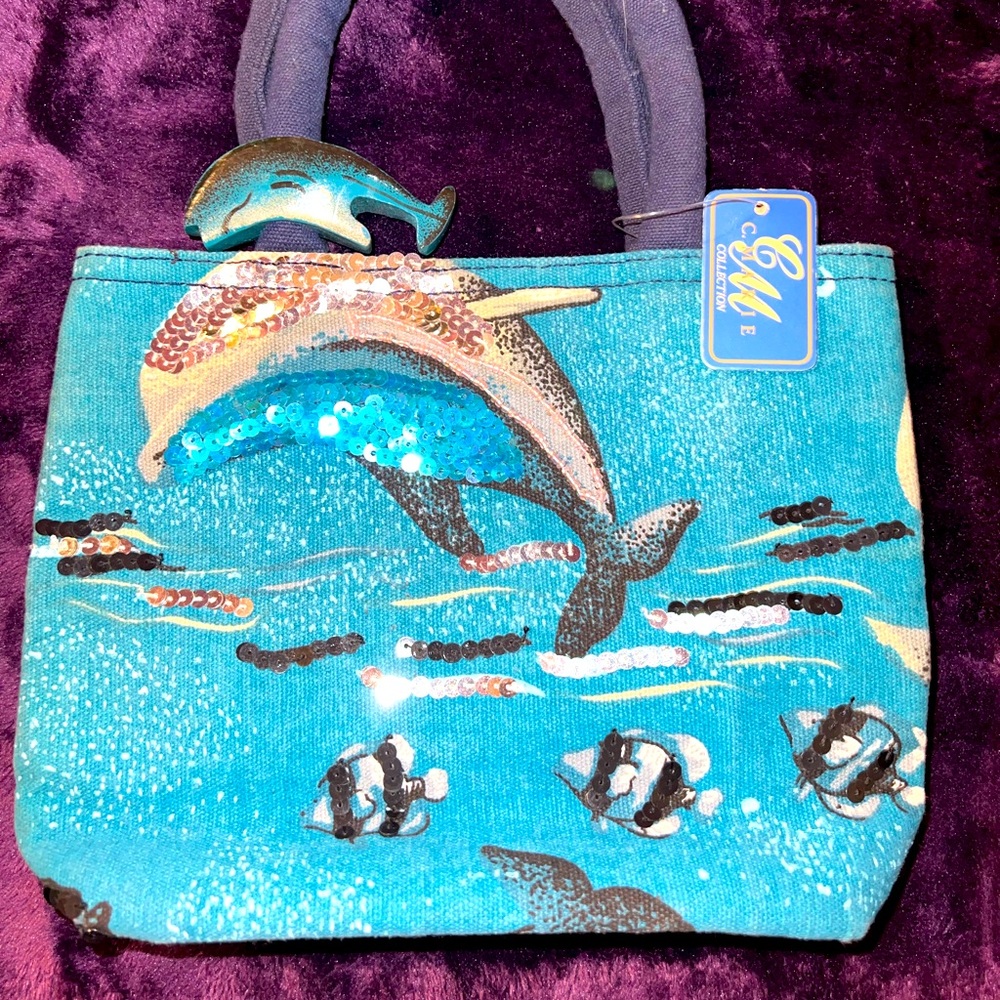 Brand New Sequin Dolphin Mini Tote
